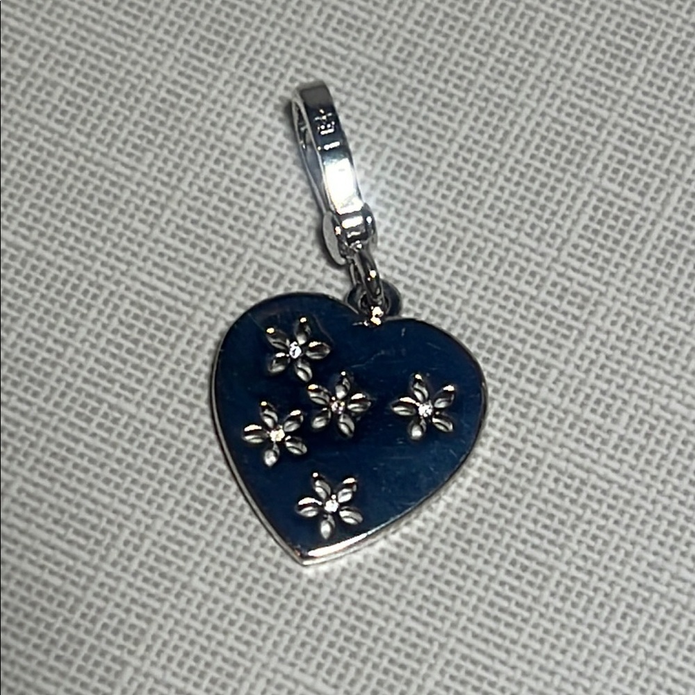 VINTAGE JUICY COUTURE Silver Heart Pendant with Floral Design